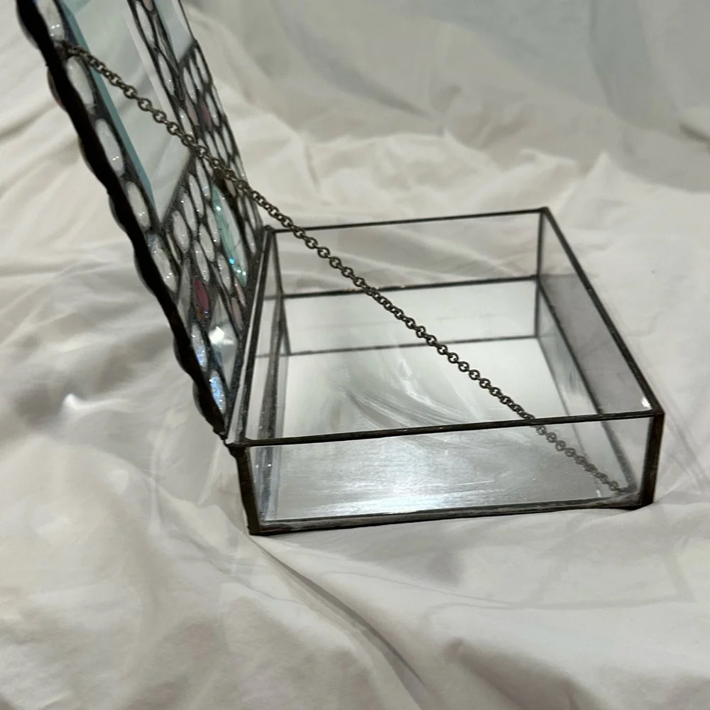Abstract Bedazzled Hand Made Artisan 3D Mirrored Box